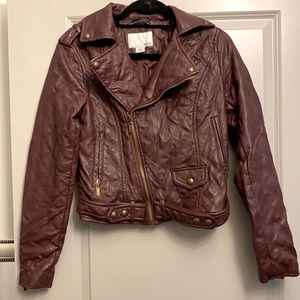 Bar III faux-leather mulberry moto jacket size S